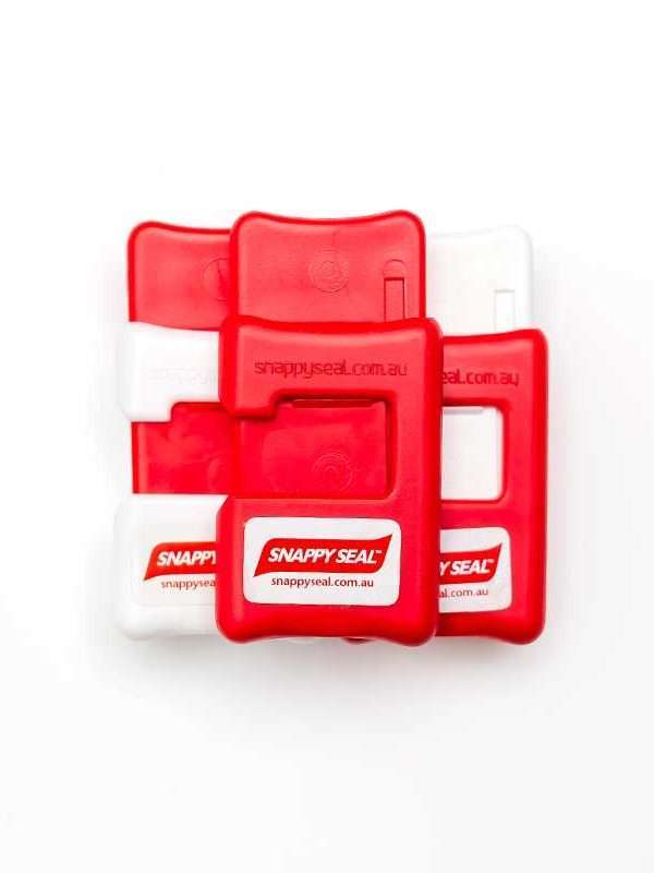 Snappy Seal Australia's Simple Bag Clips. Crimson Red Colour. The Simple, Aussie Way to Lock in Freshness!