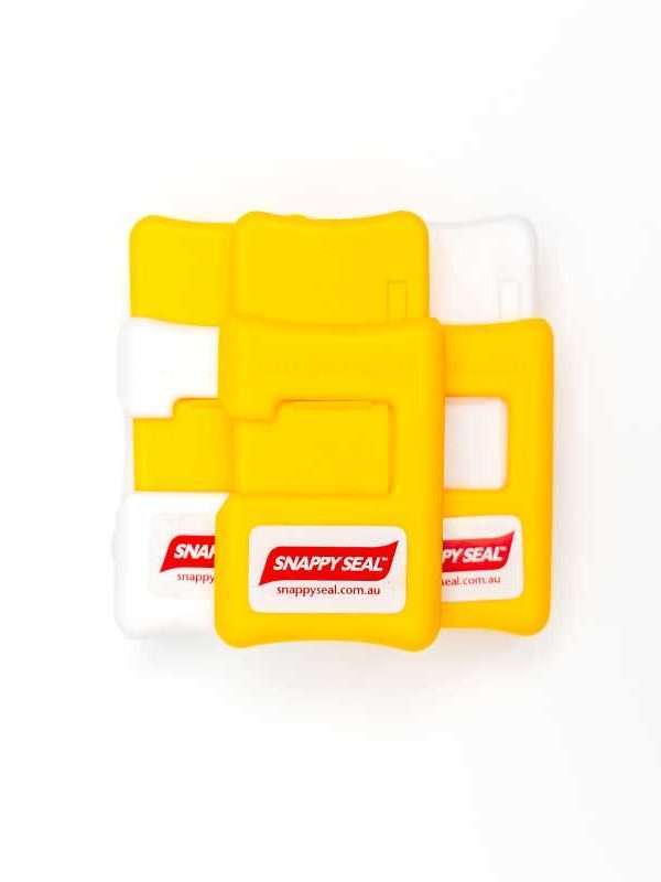 Snappy Seal Australia's Simple Bag Clips. Lemon Zest Colour. The Simple, Aussie Way to Lock in Freshness!