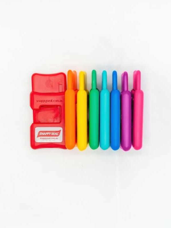 Snappy Seal Australia's Simple Bag Clips. Raindow Pop Solid Colour. The Simple, Aussie Way to Lock in Freshness!